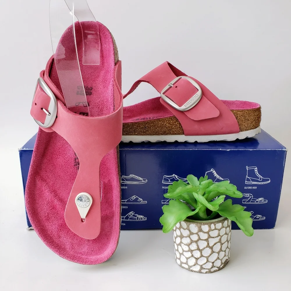 Birkenstock Gizeh Big Buckle Pink Fuchsia Tulip Sandals Size 36